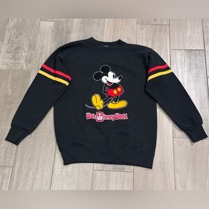 Vintage 80’s Mickey Mouse Walt Disney World Black Crewneck Sweatshirt Size Large